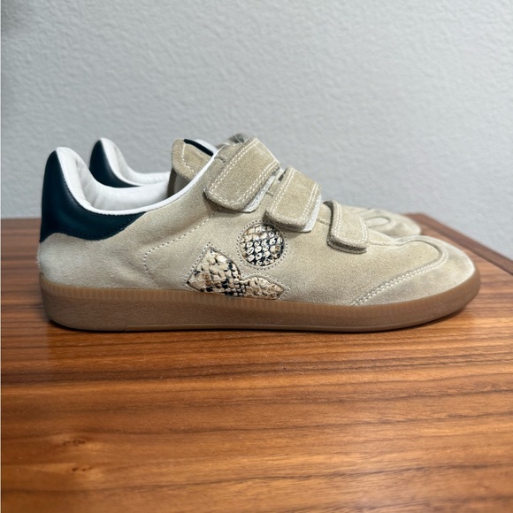 Isabel Marant Suede Python Beth Velcro Sneakers - Picture 1 of 9